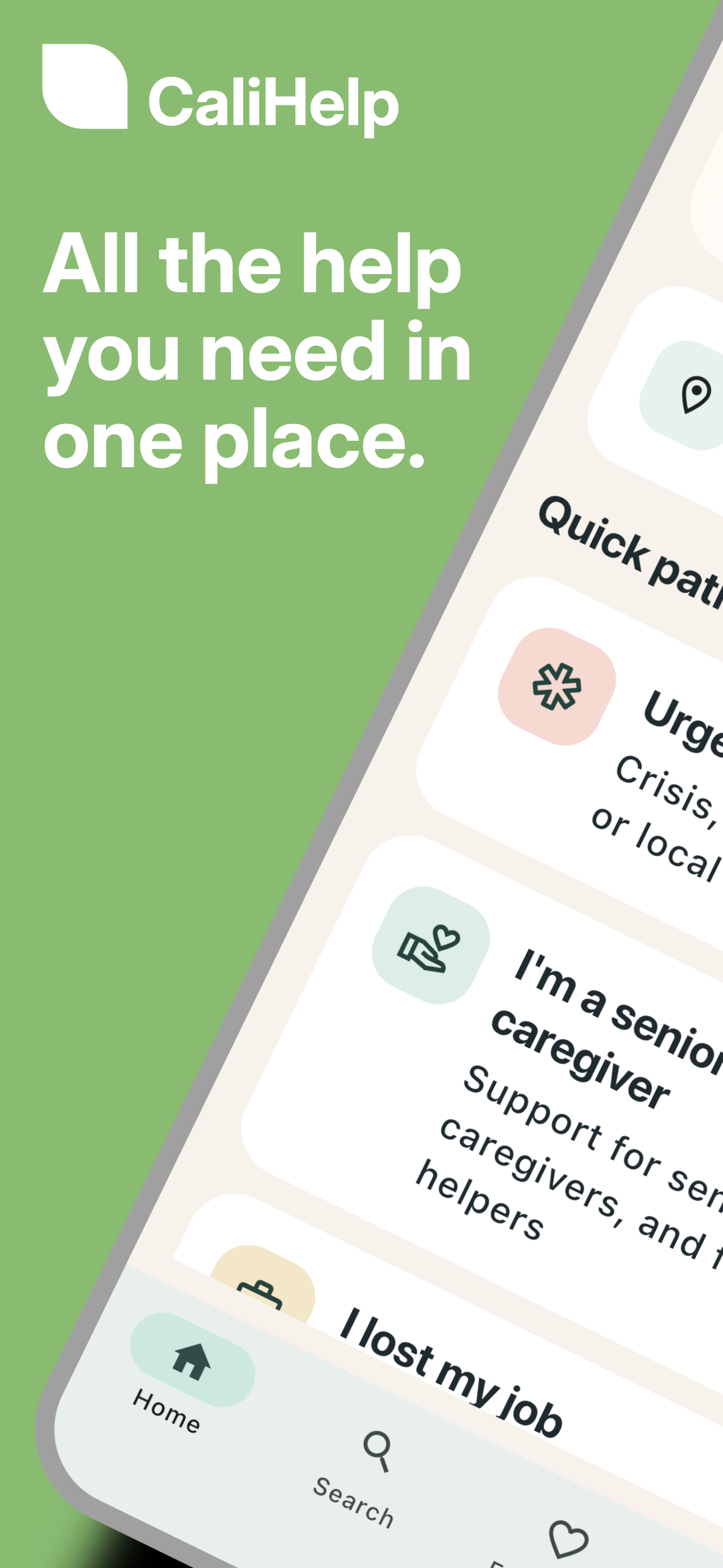 Cali Help home screen