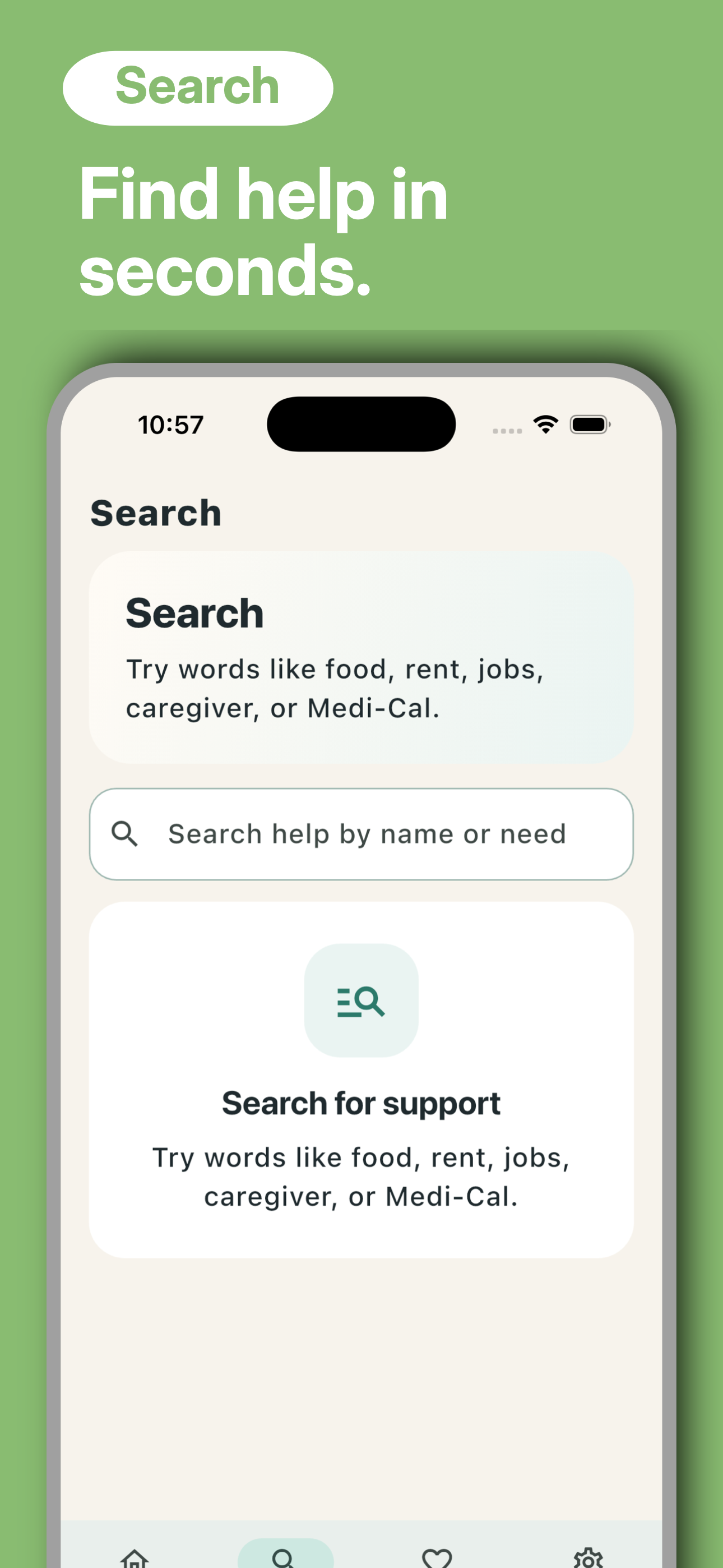 Cali Help favorites screen