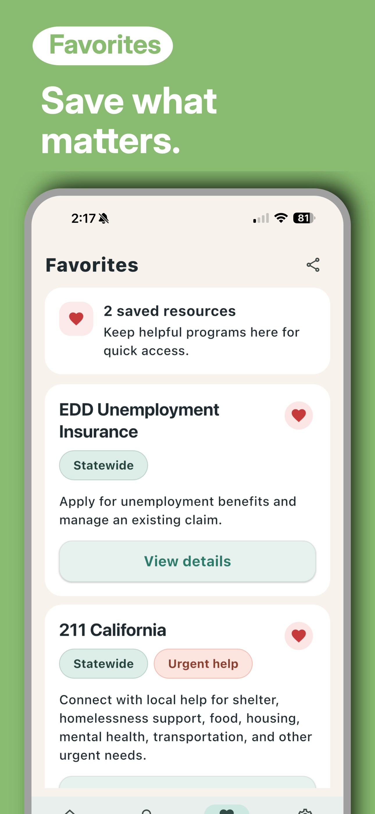Cali Help settings screen